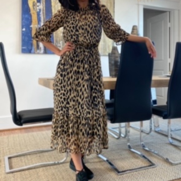 Banana Republic Sheer Leopard Midi Dress - Picture 2 of 5